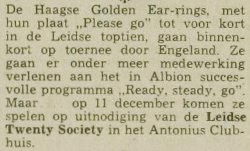Leidse Courant December 04, 1965 Golden Earring show announcement Leiden - Antonius Clubhuis December 11, 1965